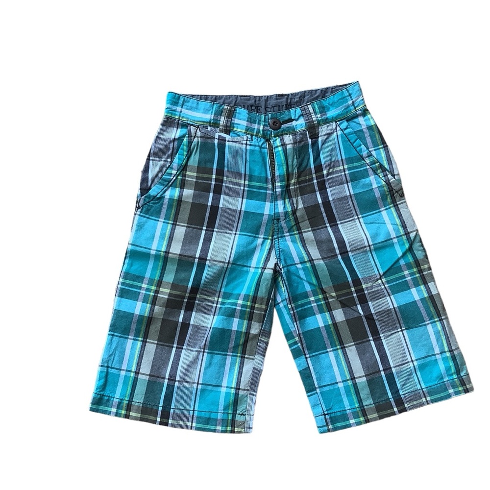Pure Stuff teal, grey, white skater shorts. Size 8.